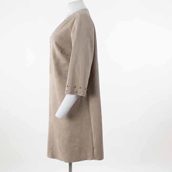 Vince Camuto Plus Size Faux-Suede Studded Dress in Latte - Picture 4 of 5